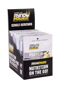 Ryno Power Premium Whey Protein Powder - Vanilla (12-Pack Single Servings)