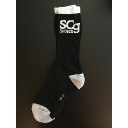 SCg Socks Black with White Logo & Stripe size 8-10